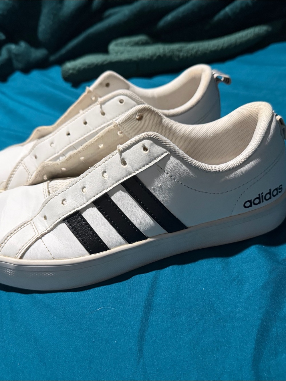 adidas White Casual Sneakers with Black Stripes